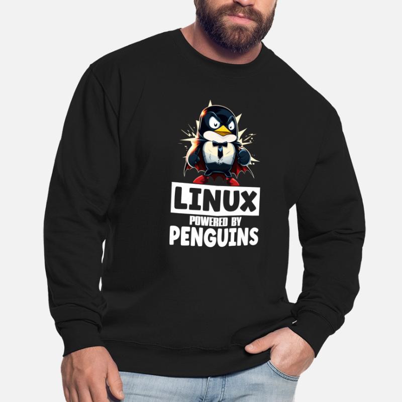 Linux Tux Penguin Powered by Sudo Superhero Unisex Pullover
