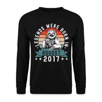 Legends Were Born In August 2017 Faultier Sloth - Unisex Sweatshirt - black - Front - Alina (178cm) & Michal (187cm)