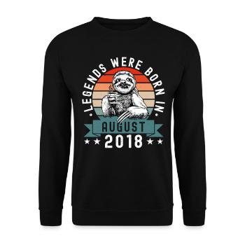 Les légendes sont nées en août 2018 paresseux défectueux - Sweat-shirt Unisexe - noir - Devant - Alina (178cm) & Michal (187cm)