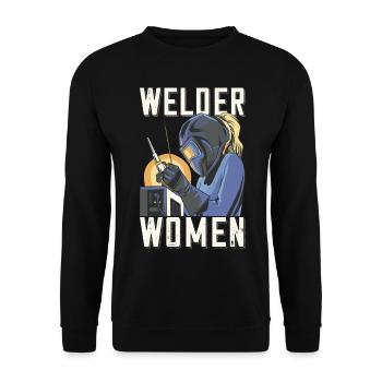 Welder outfit for welders - Unisex Sweatshirt - black - Front - Alina (178cm) & Michal (187cm)