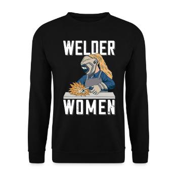 Welder outfit for welders - Unisex Sweatshirt - black - Front - Alina (178cm) & Michal (187cm)