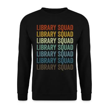 Library Squad Buchliebhaber Leser Bibliothekar - Unisex Pullover - Schwarz - Vorne - Alina (178cm) & Michal (187cm)