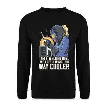 Schweißer Mama für Schweißerinnen und - Unisex Pullover - Schwarz - Vorne - Alina (178cm) & Michal (187cm)