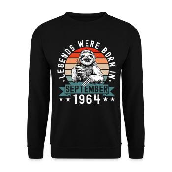 Les légendes sont nées en septembre 1964 paresseux défectueux - Sweat-shirt Unisexe - noir - Devant - Alina (178cm) & Michal (187cm)