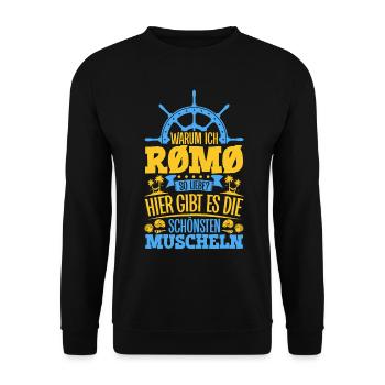 Schöne Muscheln - Warum ich Rømø so liebe - Unisex Pullover - Schwarz - Vorne - Alina (178cm) & Michal (187cm)