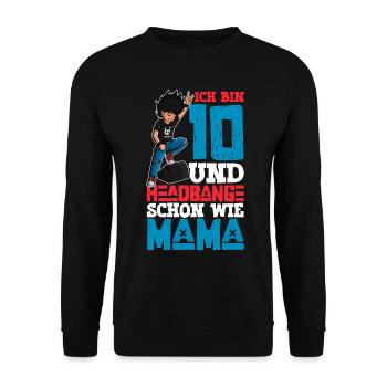Ich bin 10 - Jungen Rocker - Unisex Pullover - Schwarz - Vorne - Alina (178cm) & Michal (187cm)
