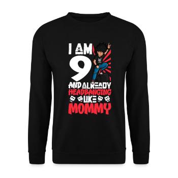 Ich bin 9 - Jungen Rocker - Unisex Pullover - Schwarz - Vorne - Alina (178cm) & Michal (187cm)