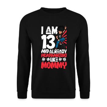 Ich bin 13 - Jungen Rocker - Unisex Pullover - Schwarz - Vorne - Alina (178cm) & Michal (187cm)