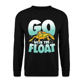 Go With The Float für Schildkrötenliebhaber - Unisex Pullover - Schwarz - Vorne - Alina (178cm) & Michal (187cm)