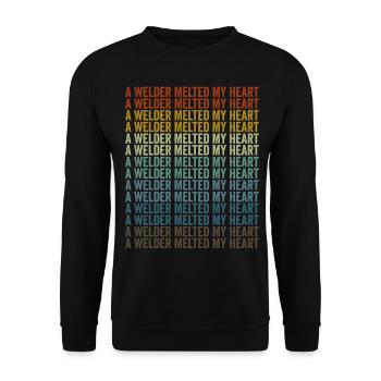 Ein Schweißer brachte mein Herz zum Schmelzen Schw - Unisex Pullover - Schwarz - Vorne - Alina (178cm) & Michal (187cm)