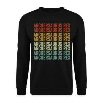 Bogensaurus Rex Bogenschütze Bogen und Pfeil Rex B - Unisex Pullover - Schwarz - Vorne - Alina (178cm) & Michal (187cm)