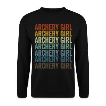 Bogenschießen Mädchen Bogenschütze Bogen und Pfeil - Unisex Pullover - Schwarz - Vorne - Alina (178cm) & Michal (187cm)