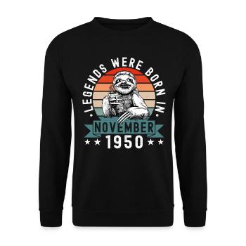 Les légendes sont nées en novembre 1950 paresseux défectueux - Sweat-shirt Unisexe - noir - Devant - Alina (178cm) & Michal (187cm)