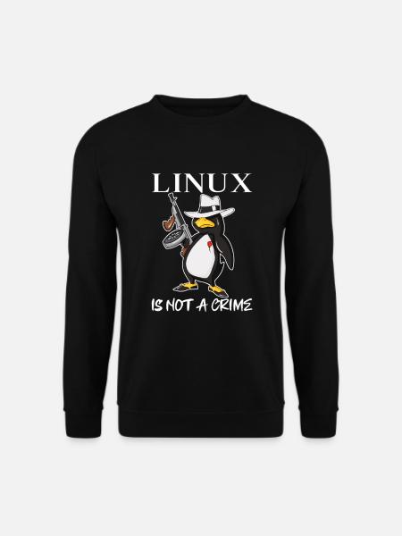 Linux is Not A Crime Tux Linux Penguin Gangster - Unisex Pullover - Schwarz