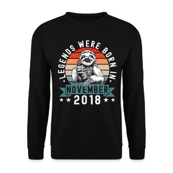 Les légendes sont nées en novembre 2018 paresseux défectueux - Sweat-shirt Unisexe - noir - Devant - Alina (178cm) & Michal (187cm)