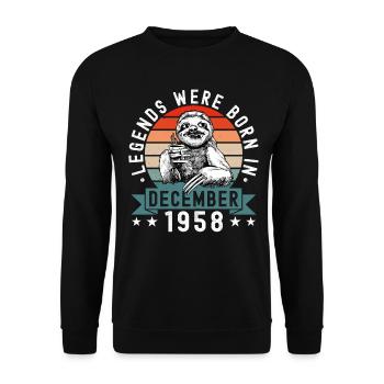 Legends Were Born In December 1958 Sloth Sloth - Unisex Sweatshirt - black - Front - Alina (178cm) & Michal (187cm)