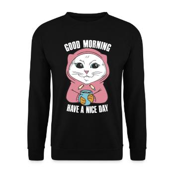 Bonjour Main Coon Cat tenue pour - Sweat-shirt Unisexe - noir - Devant - Alina (178cm) & Michal (187cm)