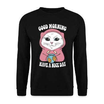 Bonjour Main Coon Cat tenue pour - Sweat-shirt Unisexe - noir - Devant - Alina (178cm) & Michal (187cm)