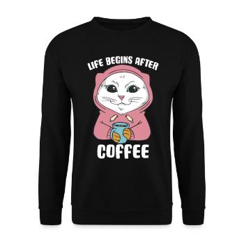 White Main Coon Cat Cat Outfit for - Unisex Sweatshirt - black - Front - Alina (178cm) & Michal (187cm)