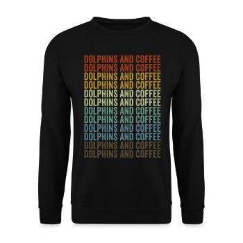 Delphine und Kaffee Delphin-Kaffee - Unisex Pullover - Schwarz - Vorne - Alina (178cm) & Michal (187cm)