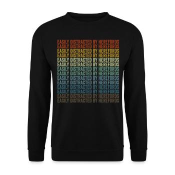 Easily distracted by Hereford's Hereford cow cattle - Unisex Sweatshirt - black - Front - Alina (178cm) & Michal (187cm)