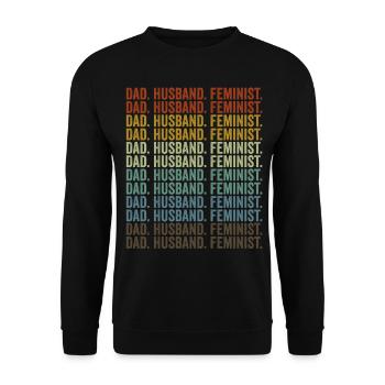 Père. Mari. Féministe. Féministe libérale - Sweat-shirt Unisexe - noir - Devant - Alina (178cm) & Michal (187cm)