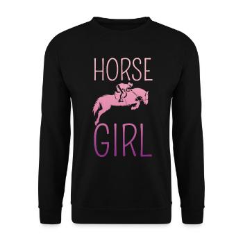 Mädchen Reitet Pferd - Unisex Pullover - Schwarz - Vorne - Alina (178cm) & Michal (187cm)
