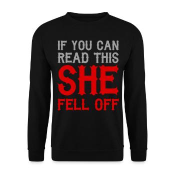 If You Can Read This She Fell Off - Unisex Sweatshirt - black - Front - Alina (178cm) & Michal (187cm)