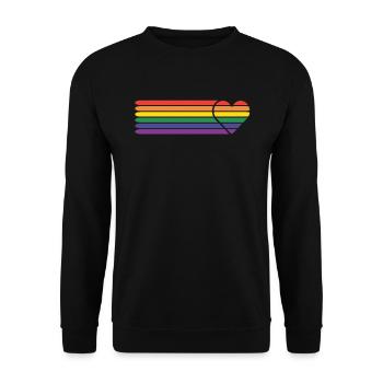 Regenbogen-Flagge, farbiges Herz, LGBTQ+ - Unisex Pullover - Schwarz - Vorne - Alina (178cm) & Michal (187cm)