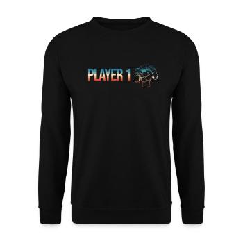 Zocker Paar player 1 in Kombination mit - Unisex Pullover - Schwarz - Vorne - Alina (178cm) & Michal (187cm)