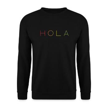 Bonjour en espagnol HOLA - Sweat-shirt Unisexe - noir - Devant - Alina (178cm) & Michal (187cm)