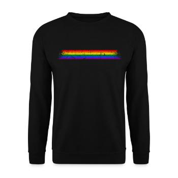 LGBTQ rainbow flag, used look - Unisex Sweatshirt - black - Front - Alina (178cm) & Michal (187cm)