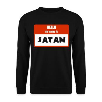 Gruseliges Halloween-Namensschild mit - Unisex Pullover - Schwarz - Vorne - Alina (178cm) & Michal (187cm)