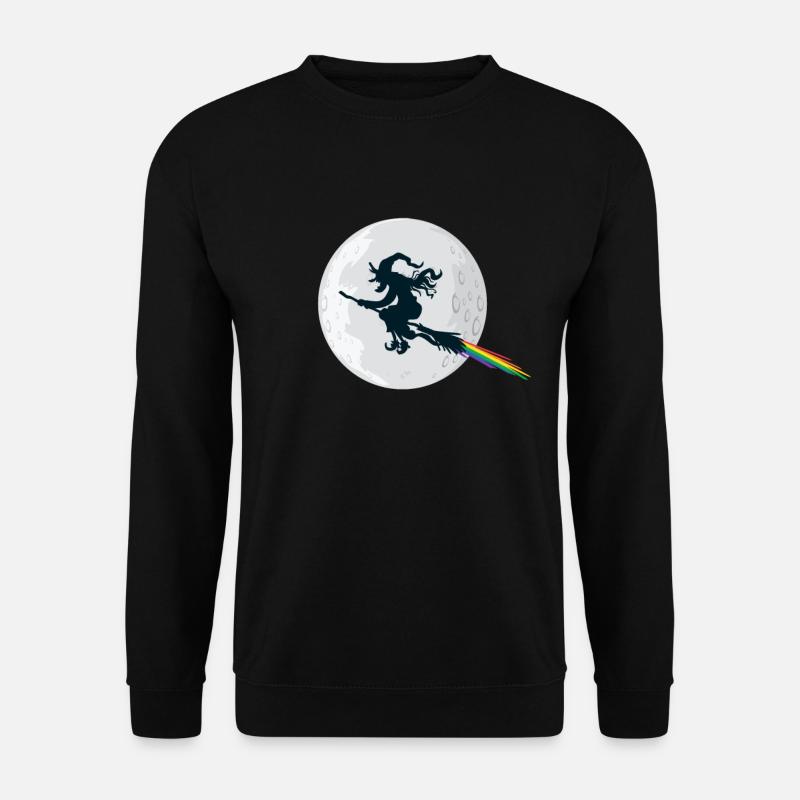 Hexe mit Vollmond und Regenbogen Gay - Unisex Pullover - Schwarz