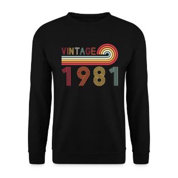 Funny Vintage Born in 1981 Geburtstag - Unisex Pullover - Schwarz - Vorne - Alina (178cm) & Michal (187cm)