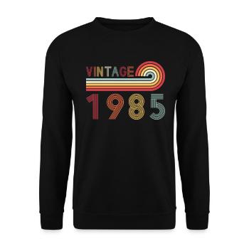 Funny Vintage Born in 1985 Birthday - Unisex Sweatshirt - black - Front - Alina (178cm) & Michal (187cm)