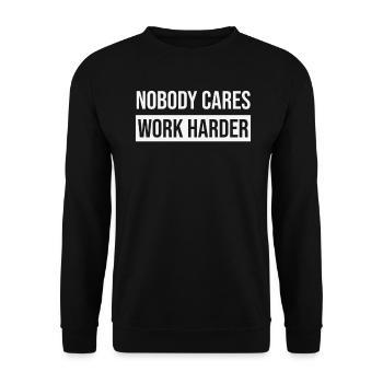 Fitness Personne ne s’en soucie Travailler plus dur Gymnase - Sweat-shirt Unisexe - noir - Devant - Alina (178cm) & Michal (187cm)