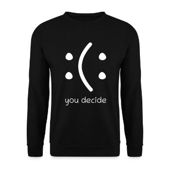 Face Smile Happy Or Sad Funny You Decide - Unisex Pullover - Schwarz - Vorne - Alina (178cm) & Michal (187cm)