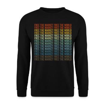 Freiheit des Marktes Freiheit der Welt Bitcoin - Unisex Pullover - Schwarz - Vorne - Alina (178cm) & Michal (187cm)