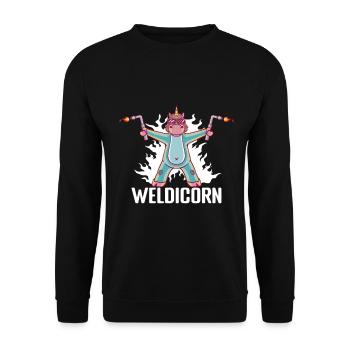 Welder Welding Weld Weldicorn Gift Idea - Unisex Pullover - Schwarz - Vorne - Alina (178cm) & Michal (187cm)