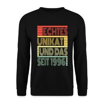 Echtes Unikat Seit 1996 Geboren 1996 Geburtstag - Unisex Pullover - Schwarz - Vorne - Alina (178cm) & Michal (187cm)