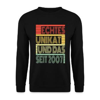 Echtes Unikat Seit 2007 Geboren 2007 Geburtstag - Unisex Pullover - Schwarz - Vorne - Alina (178cm) & Michal (187cm)