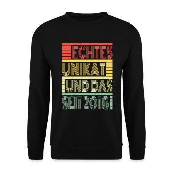 Echtes Unikat Seit 2016 Geboren 2016 Geburtstag - Unisex Pullover - Schwarz - Vorne - Alina (178cm) & Michal (187cm)