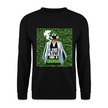 I Exit VIM like a Boss for Linux Coder and Hacker - Unisex Pullover - Schwarz - Vorne - Alina (178cm) & Michal (187cm)