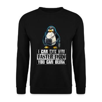 I Can Exit VIM Faster Than You Can Blink Linux - Unisex Pullover - Schwarz - Vorne - Alina (178cm) & Michal (187cm)