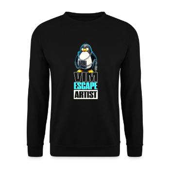 Linux Humor VIM Escape Artist Tux the Penguin - Unisex Pullover - Schwarz - Vorne - Alina (178cm) & Michal (187cm)