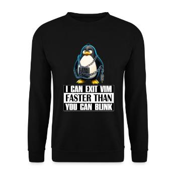I Can Exit VIM Faster Than You Can Blink Linux Fun - Unisex Pullover - Schwarz - Vorne - Alina (178cm) & Michal (187cm)