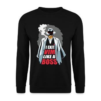 I Exit VIM Like a Boss for Linux Coder and Hacker - Unisex Pullover - Schwarz - Vorne - Alina (178cm) & Michal (187cm)