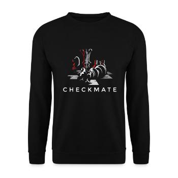 Checkmate Schachkönigin Schachspieler - Unisex Pullover - Schwarz - Vorne - Alina (178cm) & Michal (187cm)