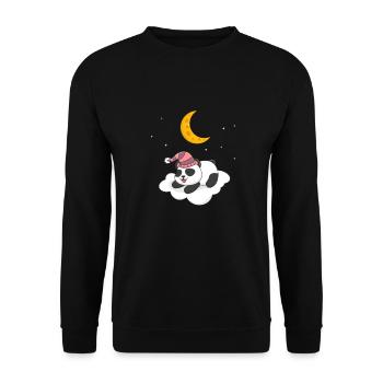Cute sleeping panda lies on - Unisex Sweatshirt - black - Front - Alina (178cm) & Michal (187cm)